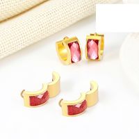 Simple Contrast Color Titanium Steel Earrings Wholesale main image 1