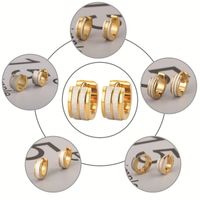 Vintage Round Ear Buckle Trend Full Gold Brushed Stainless Steel Earrings Wholesale main image 1