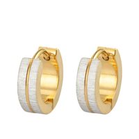 Vintage Round Ear Buckle Trend Full Gold Brushed Stainless Steel Earrings Wholesale main image 3