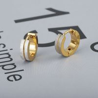 Vintage Round Ear Buckle Trend Full Gold Brushed Stainless Steel Earrings Wholesale main image 5