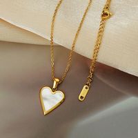 Heart Shaped Enamel Fashion Retro Pendant Simple Titanium Steel Clavicle Necklace sku image 4