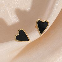 Heart Shaped Enamel Fashion Retro Pendant Simple Titanium Steel Clavicle Necklace sku image 2