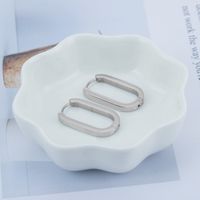 Simple Oval Shaped Stainless Steel Hoop Earrings Wholesale main image 4
