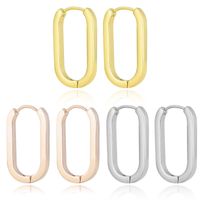 Simple Oval Shaped Stainless Steel Hoop Earrings Wholesale main image 6