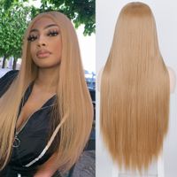 Female Wig Foreign Trade Chemical Fiber High-temperature Fiber Long Straight Hair Center-parted Wig Head Cover Wig sku image 1