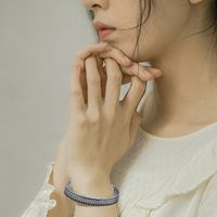 Bracelet Ouvert En Acier Au Titane Fin Incrusté De Diamants Tendance Coréenne main image 3