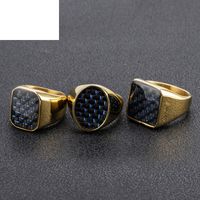New Carbon Fiber Men's Titanium Steel Golden Thick Ring main image 4