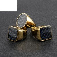 New Carbon Fiber Men's Titanium Steel Golden Thick Ring main image 5