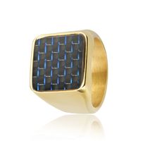 New Carbon Fiber Men's Titanium Steel Golden Thick Ring main image 6