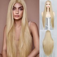 Female Wig Foreign Trade Chemical Fiber High-temperature Fiber Long Straight Hair Center-parted Wig Head Cover Wig main image 1