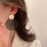 Vintage Acrylic Pattern Hollow Geometric Contrast Color Earrings Wholesale main image 3