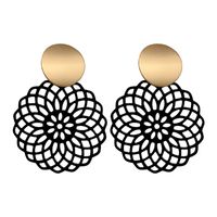 Vintage Acrylic Pattern Hollow Geometric Contrast Color Earrings Wholesale main image 6