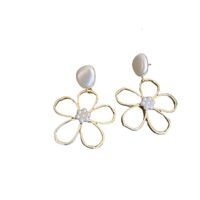 Flower Inlaid Pearls Alloy Artificial Gemstones Earrings main image 6