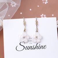 Fashion White Daisy Flower Pearl Tassel Earrings Wholesale main image 4