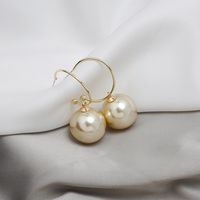 Large Circle Pearl Pendant Long Fashion Alloy Earrings main image 4