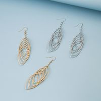Hollow Circle Multi-layer Leaf-shaped Long Alloy Earrings main image 1
