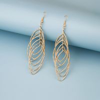 Hollow Circle Multi-layer Leaf-shaped Long Alloy Earrings main image 3