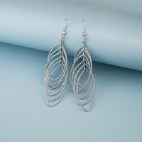 Hollow Circle Multi-layer Leaf-shaped Long Alloy Earrings main image 4