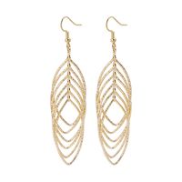 Hollow Circle Multi-layer Leaf-shaped Long Alloy Earrings main image 6