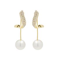 Curve Geometric Diamond Earrings Long Pearl Alloy Earrings main image 6