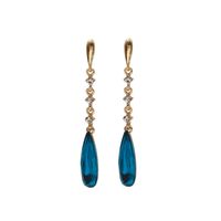 New Blue Crystal Water Drop Earrings Fashion Long Alloy Earrings main image 6