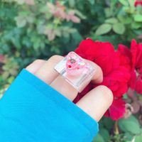 Cute Bear Jelly Color Wide-faced Acrylic Ring main image 4