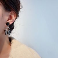 Fashion Black Butterfly Pendant Alloy Earrings main image 3