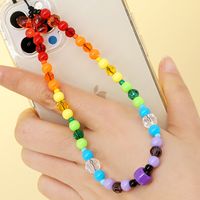 New Bohemian Style Rainbow Gradient Crystal Glass Beads Mobile Phone Chain main image 1