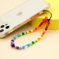 New Bohemian Style Rainbow Gradient Crystal Glass Beads Mobile Phone Chain main image 4
