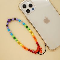 New Bohemian Style Rainbow Gradient Crystal Glass Beads Mobile Phone Chain main image 5
