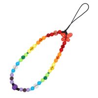 New Bohemian Style Rainbow Gradient Crystal Glass Beads Mobile Phone Chain main image 6