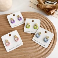 New Simple Hollow Color Square Geometric Spray Paint Earrings Wholesale main image 1