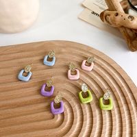 New Simple Hollow Color Square Geometric Spray Paint Earrings Wholesale main image 4