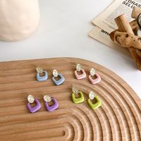 New Simple Hollow Color Square Geometric Spray Paint Earrings Wholesale main image 5
