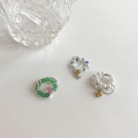 Korean Pearl Crystal Zircon Ring Fashion Elastic Pearl Ring main image 5
