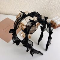 Fashion Solid Color Lace Mesh Rhinestone Bow Headband Wholesale main image 3