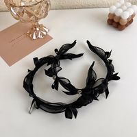 Fashion Solid Color Lace Mesh Rhinestone Bow Headband Wholesale main image 5