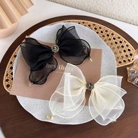 Fashion Mesh Bow With Diamond Hairpin Korean Spring Clip main image 1