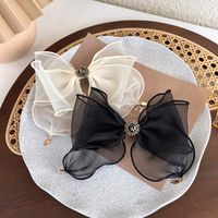 Fashion Mesh Bow With Diamond Hairpin Korean Spring Clip main image 4