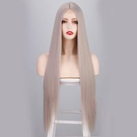 European And American Women&#39;s Wigs With Long Straight Hair Chemical Fiber Headgear Front Lace Small Lace Foreign Trade Wig Wig main image 3