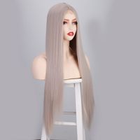 European And American Women&#39;s Wigs With Long Straight Hair Chemical Fiber Headgear Front Lace Small Lace Foreign Trade Wig Wig main image 6