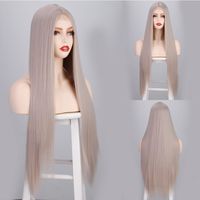 European And American Women&#39;s Wigs With Long Straight Hair Chemical Fiber Headgear Front Lace Small Lace Foreign Trade Wig Wig main image 8