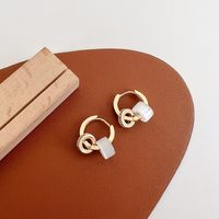 Fashion New Trendy Small Opal Copper Hoop Earrings Wholesale main image 5