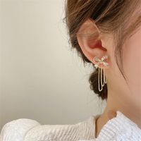 Fashion Rhinestone Bow Tassel Drop Earrings Wholesale main image 1