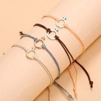 Korean Simple Alloy Geometric Couple Multicolor Braided Rope Bracelet main image 3
