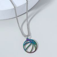 Stainless Steel Smooth Hollow Basketball Pendant Fashion Simple Titanium Steel Necklace sku image 3