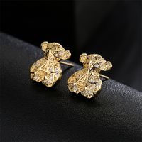 Fashion Copper Micro-inlaid Zircon Plated 18k Gold Animal Bear Earrings Wholesale main image 2
