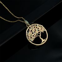 Copper Plated 18k Gold Tree Pendant Necklace Micro-set Zircon Jewelry Women main image 3