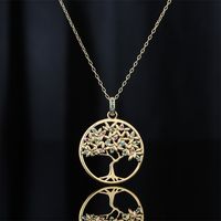 Copper Plated 18k Gold Tree Pendant Necklace Micro-set Zircon Jewelry Women main image 4