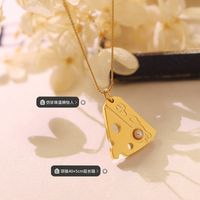 Simple Cheese Block Imitation Pearl Pendant Titanium Steel Plated 18k Gold  Necklace main image 3